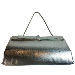 Vintage Silver Evening Purse Metalic Handbag Case Clutch Mid Century Bag u Metal